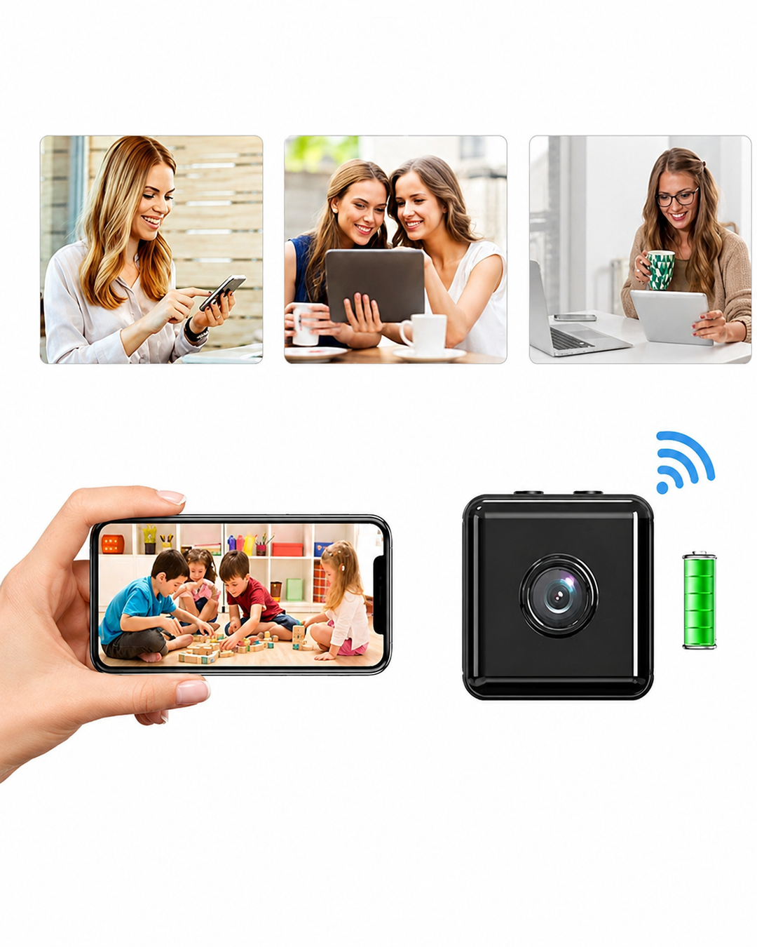 Mini Überwachungskamera Innen Außen WLAN mit Nachtsicht und Bewegungserkennung