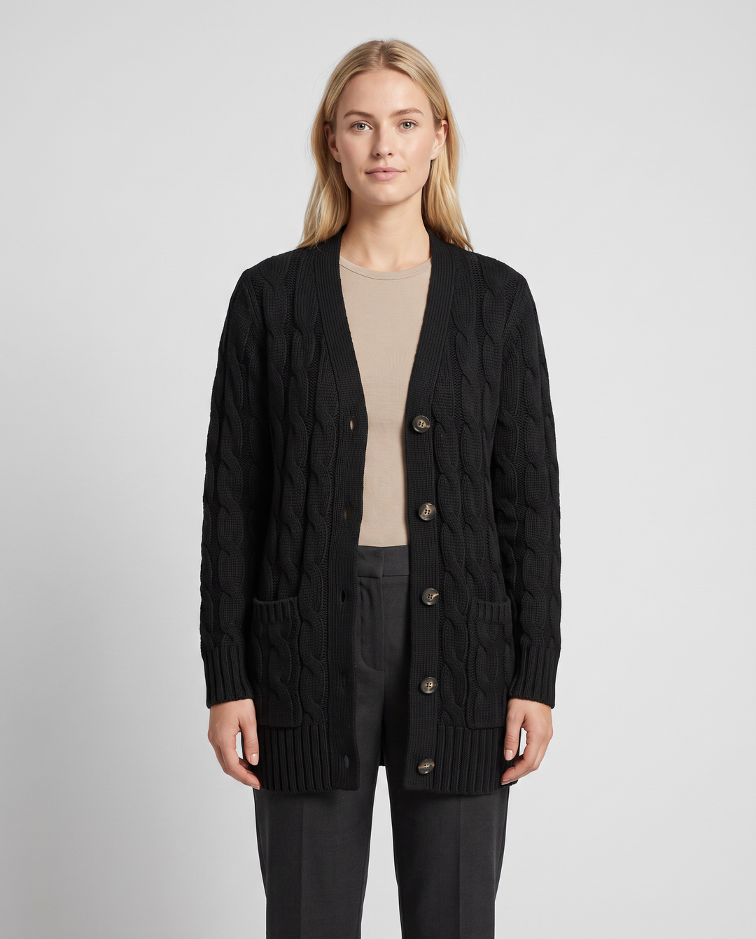 Damen Cardigan Lange Strickjacke Lässiger Stil