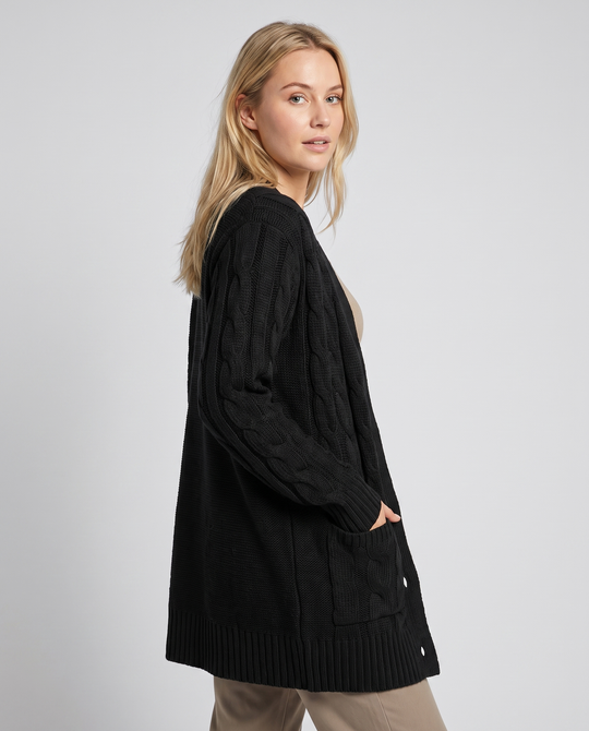 Damen Cardigan Lange Strickjacke Lässiger Stil