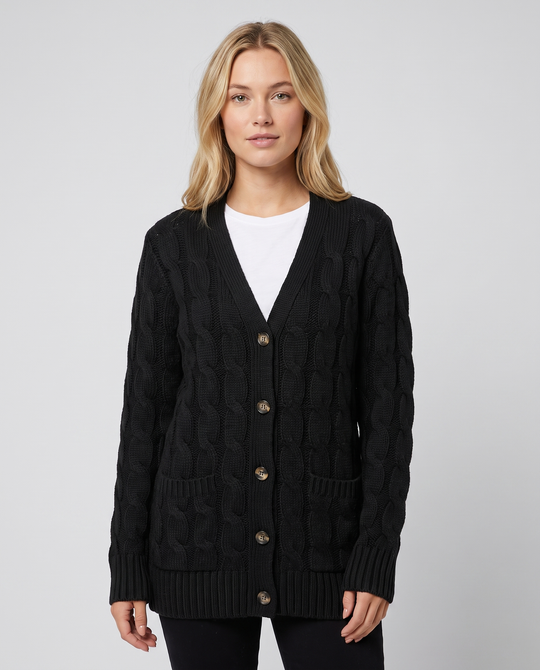 Damen Cardigan Lange Strickjacke Lässiger Stil