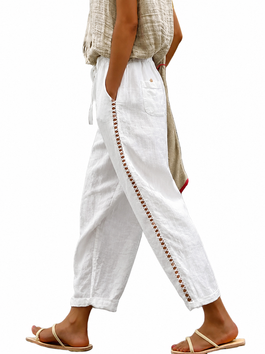 Damen Crop Hose mit elastischem Bund