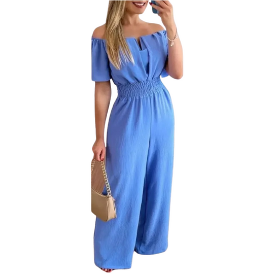 Schulterfreier Damen-Overall mit weitem Bein