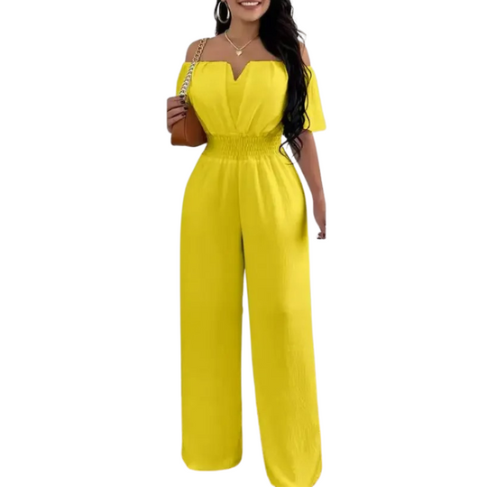 Schulterfreier Damen-Overall mit weitem Bein