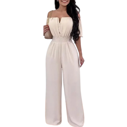 Schulterfreier Damen-Overall mit weitem Bein