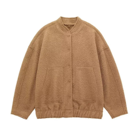 Tweed Oversized Bomberjacke für Damen