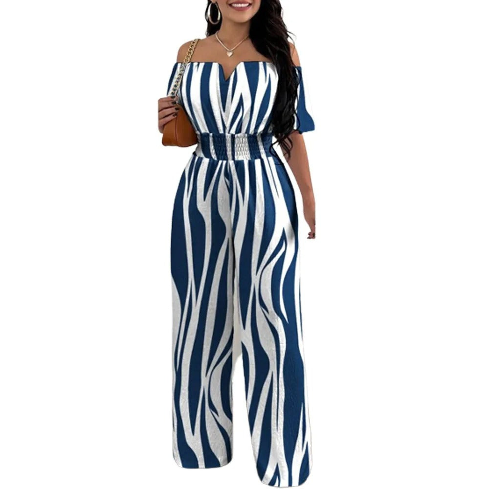 Modischer Overall mit schulterfreier, gesmokter Taille