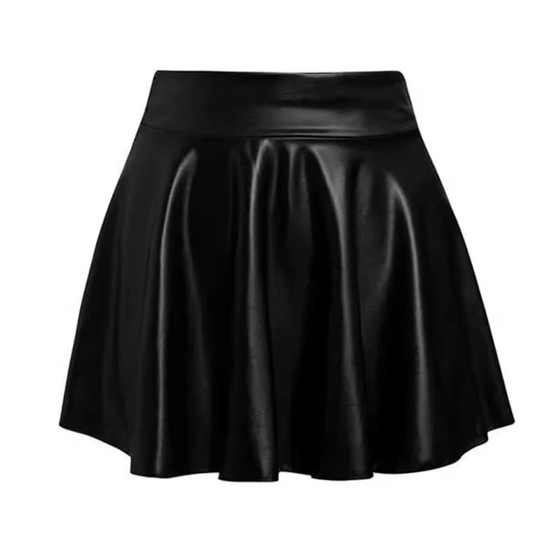 Vintage-Rock aus Leder mit hoher Taille und Falten