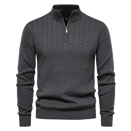 Herren-Strickpullover mit hohem Kragen