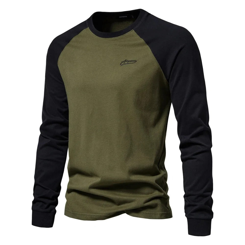Langärmeliges Patchwork-T-Shirt für Männer