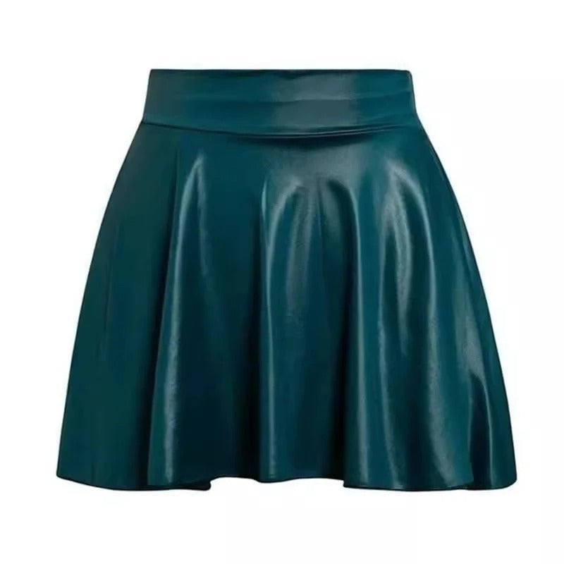 Vintage-Rock aus Leder mit hoher Taille und Falten