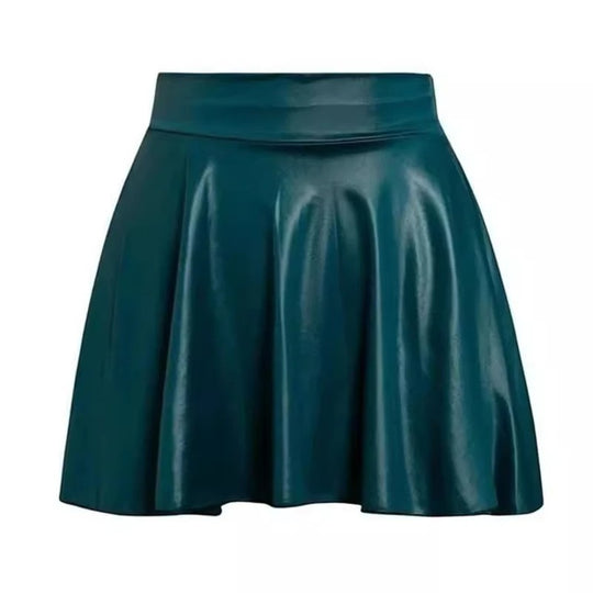 Vintage-Rock aus Leder mit hoher Taille und Falten