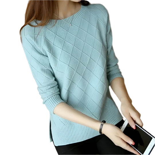 Damen-Strickpullover in Volltonfarben
