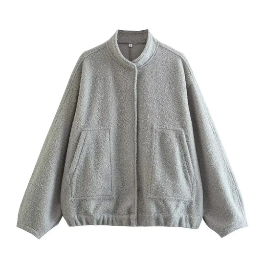 Tweed Oversized Bomberjacke für Damen