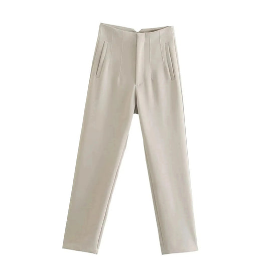 Damen-Hose mit hoher Taille und schmalem Bein