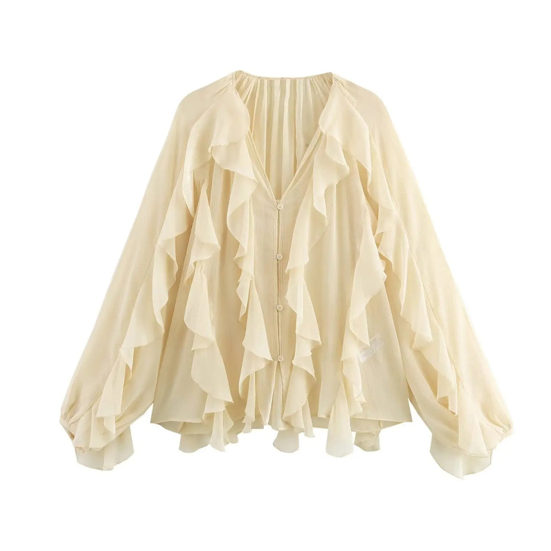 Damen durchsichtige Bluse mit Lagenlook