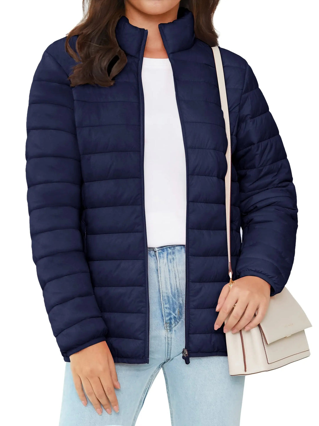 Damen-Pufferjacke mit durchgehendem Reißverschluss