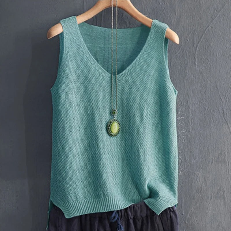 Ärmellose Strickbluse für Damen