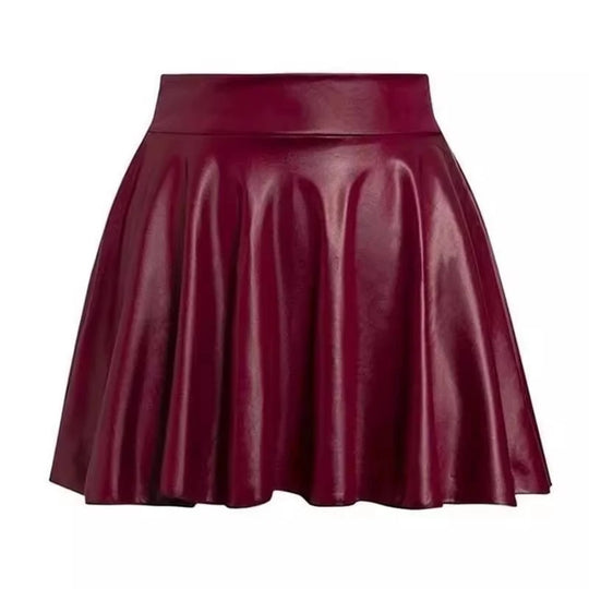 Vintage-Rock aus Leder mit hoher Taille und Falten