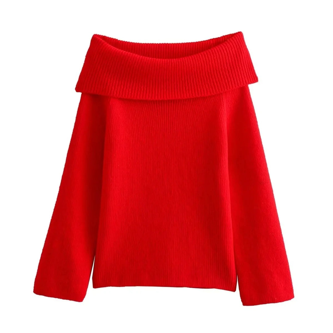 Off-Shoulder-Strickpullover für Frauen