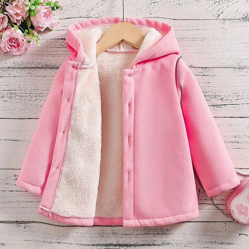 Dickere Fleecejacke für Kinder mit Kapuze