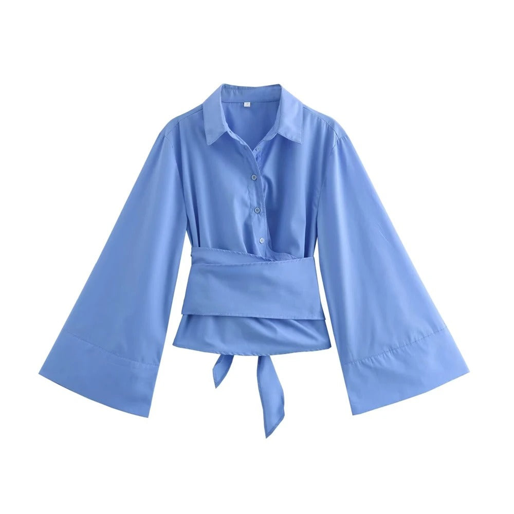Kimono-Damenbluse mit langen Ärmeln