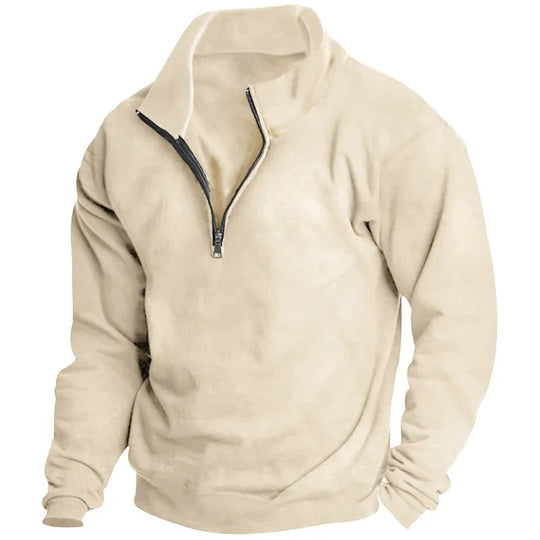 Herren-Sweatshirt mit halbem Reißverschluss und Stehkragen