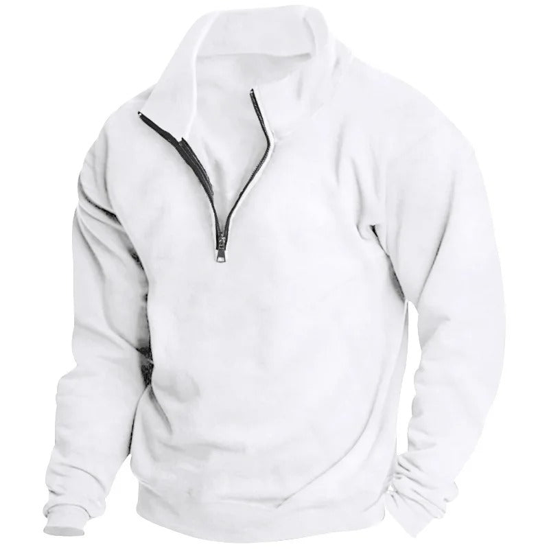 Herren-Sweatshirt mit halbem Reißverschluss und Stehkragen