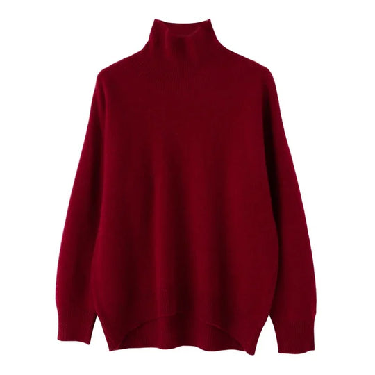 Hochgeschlossener Damen-Strickpullover