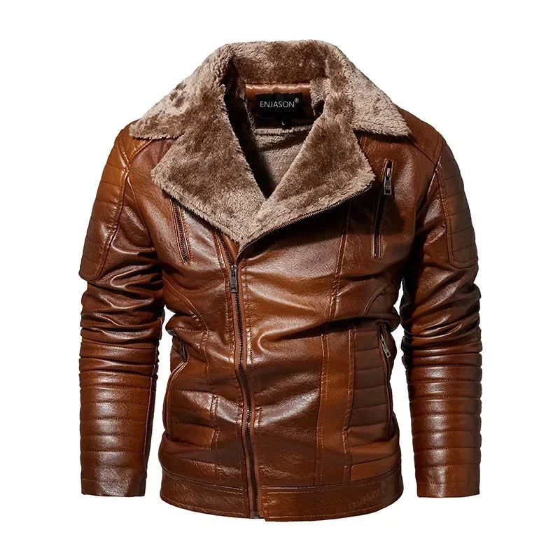 Herren Lederjacke mit Fellkragen