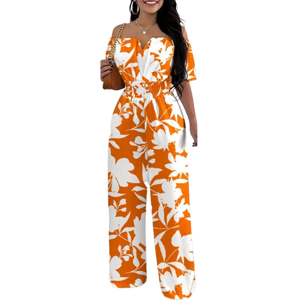 Modischer Overall mit schulterfreier, gesmokter Taille