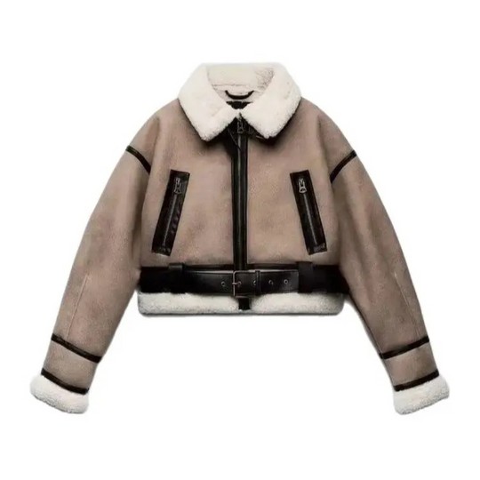 Lederjacke mit Revers für Frauen