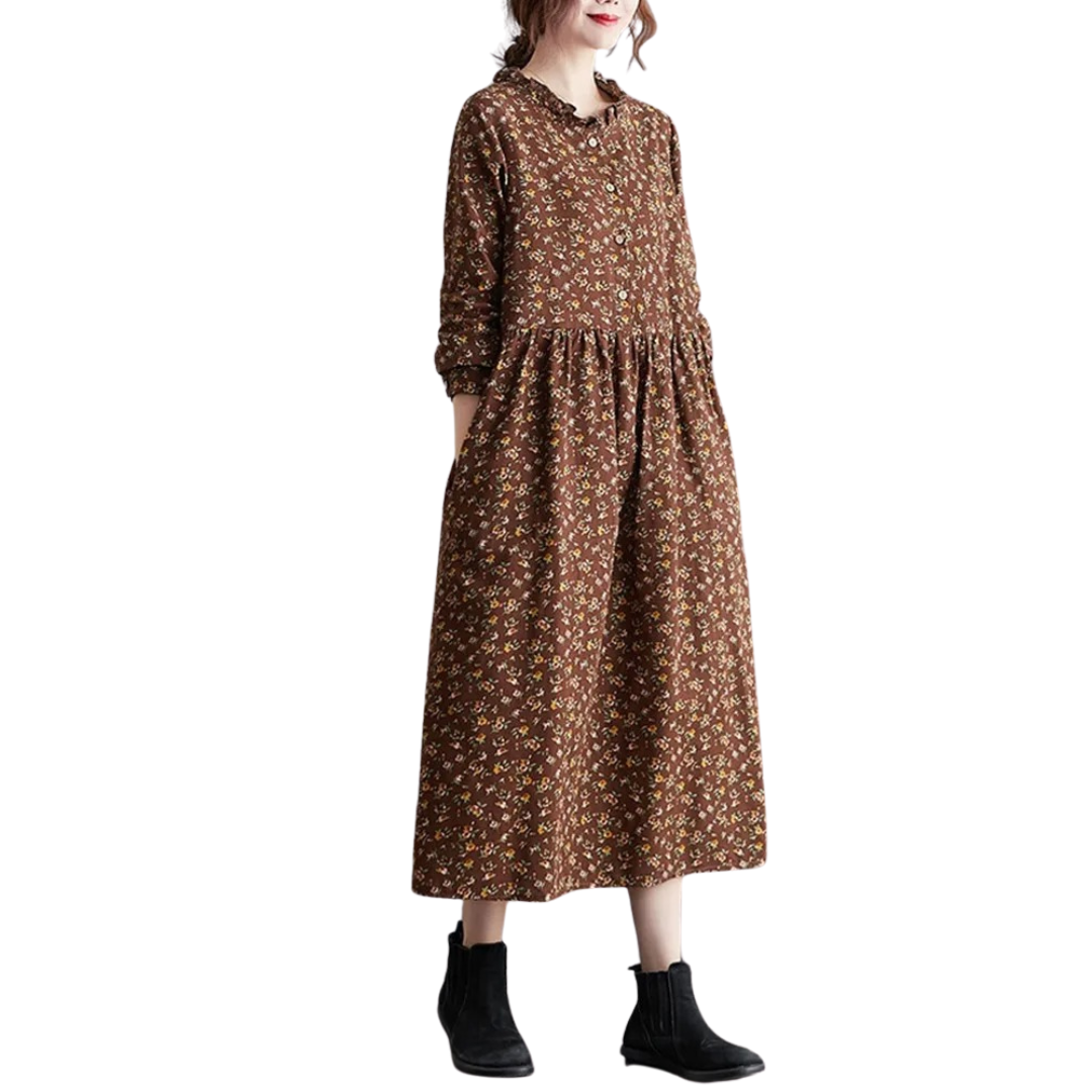 Damen Vintage Floral Kleid mit Rüschen