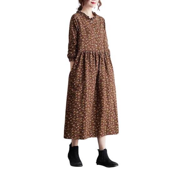 Damen Vintage Floral Kleid mit Rüschen