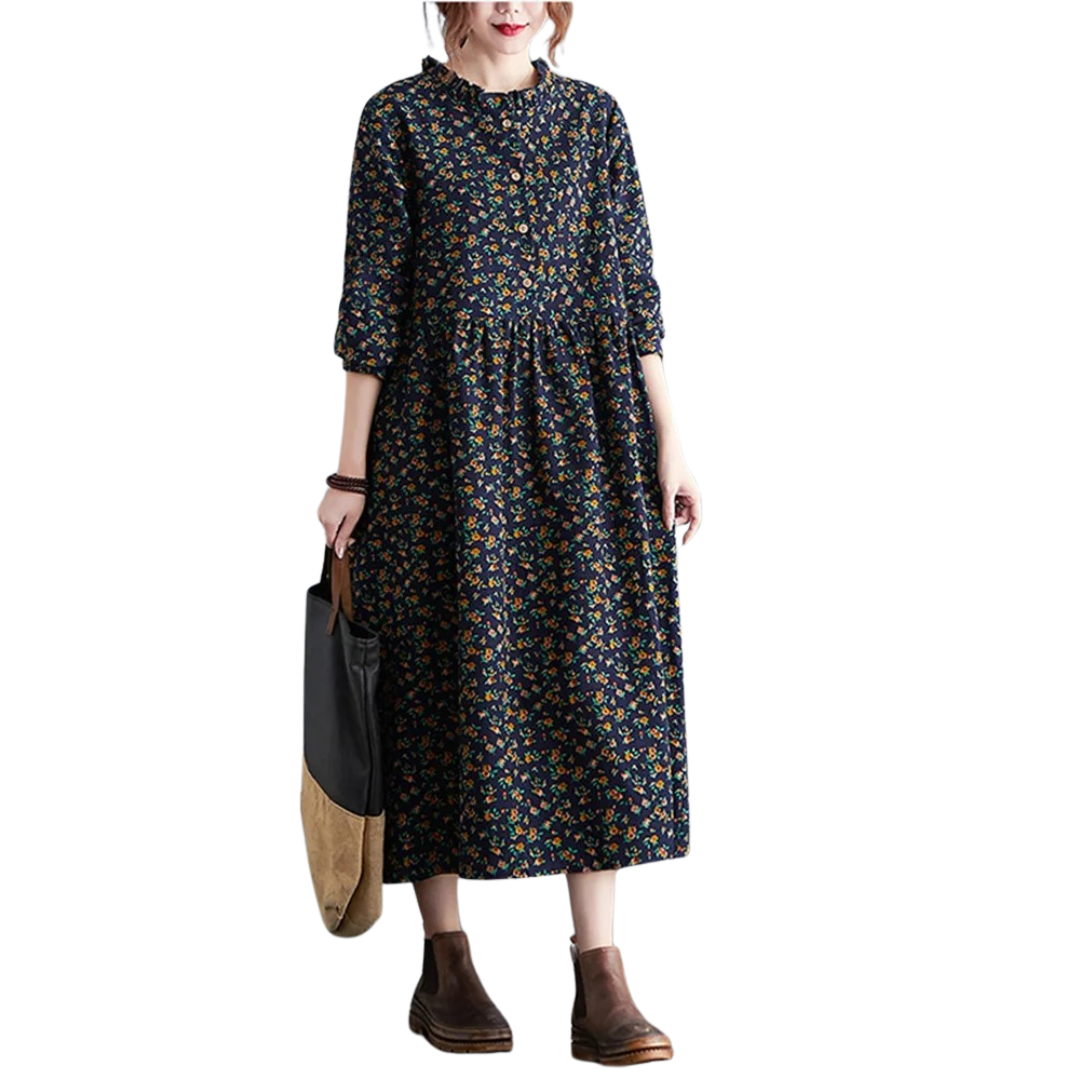 Damen Vintage Floral Kleid mit Rüschen