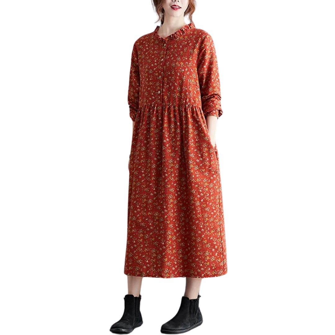 Damen Vintage Floral Kleid mit Rüschen