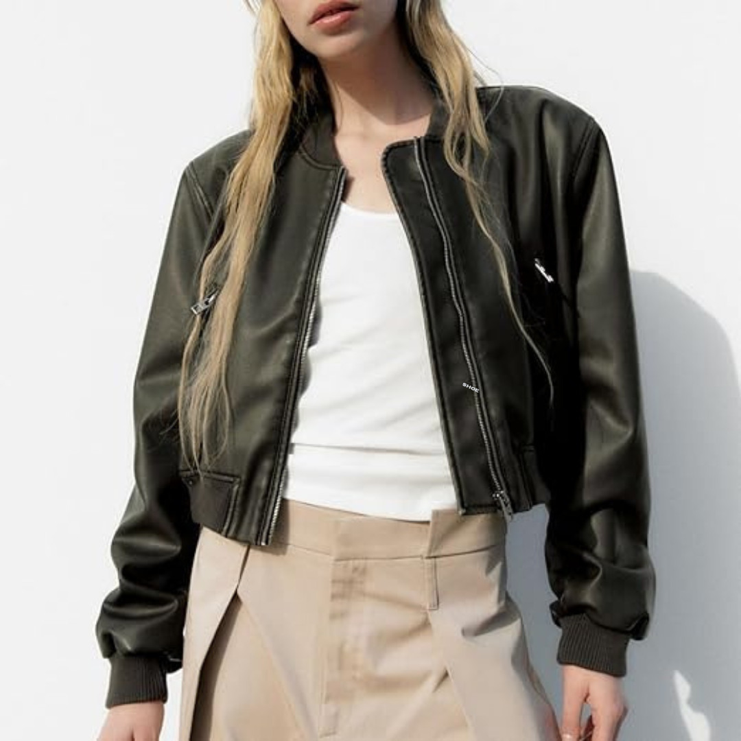Damen-Motorradjacke mit Reißverschluss