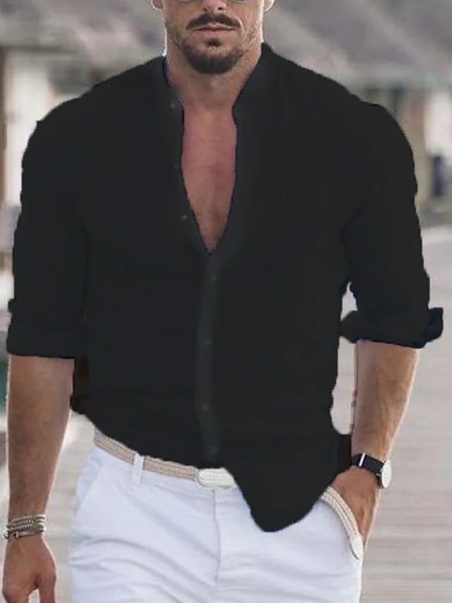 Variant image for Herren Leinenhemd Langarm Elegantes Design Komfortabel-3